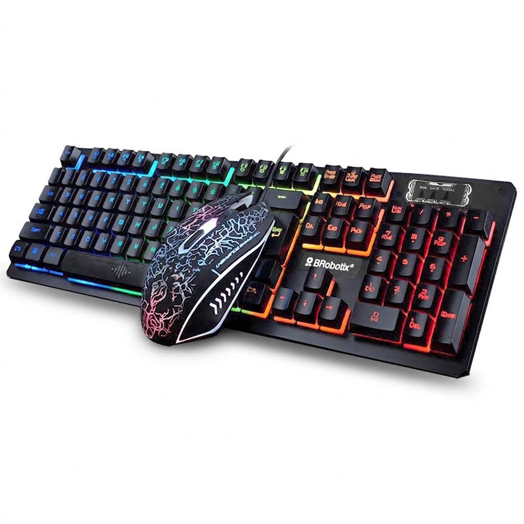 Kit Teclado y Mouse BROBOTIX 458977, USB, Negro