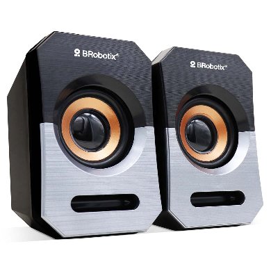 Bocinas BROBOTIX 963913, USB/3.5 mm, Negro