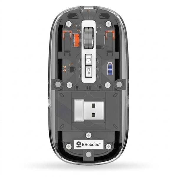 PC Gamer Mouse BROBOTIX 6000823 Inalámbrico Bluetooth, 1600 DPI, Trasparente - México