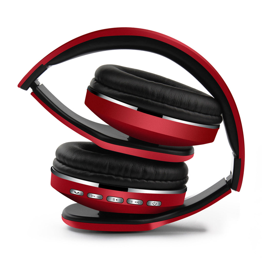Audífonos NACEB NA-0307R Curvo, Diadema, Micrófono, Bluetooth, Plegable, Rojo