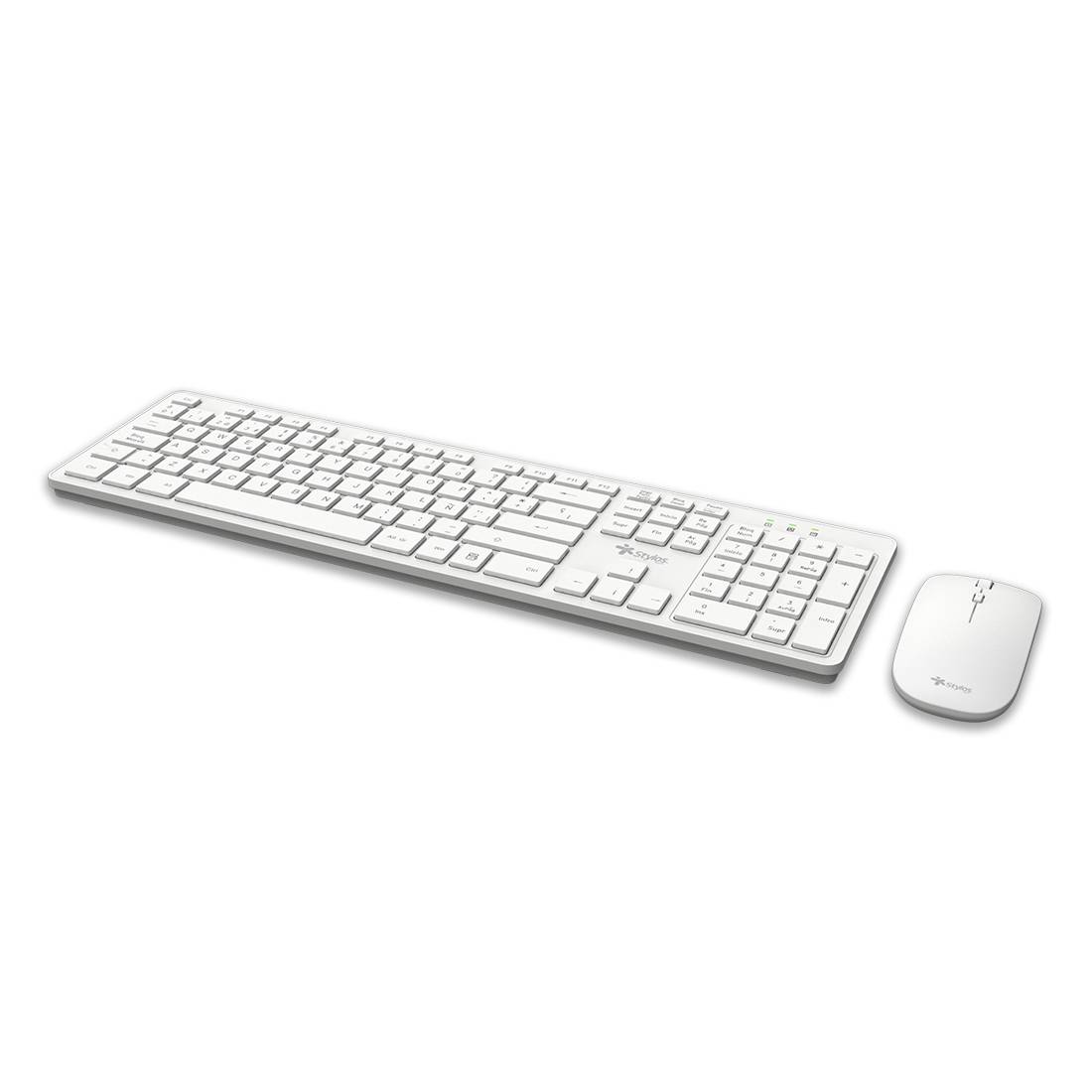 Kit Teclado y Mouse Stylos STPKTM5W, Blanco