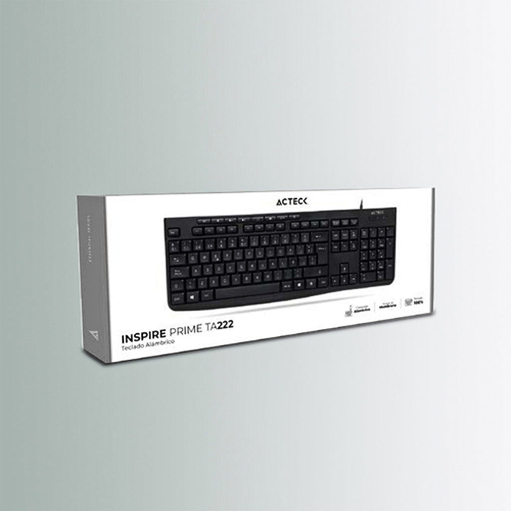 Teclado Acteck AC-940146 Inspire Prime TA222 Membrana Multimedia, Negro