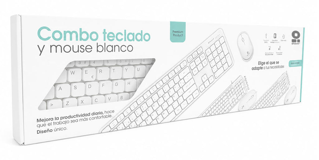 Kit Teclado y Mouse BROBOTIX 6008010, USB, Blanco