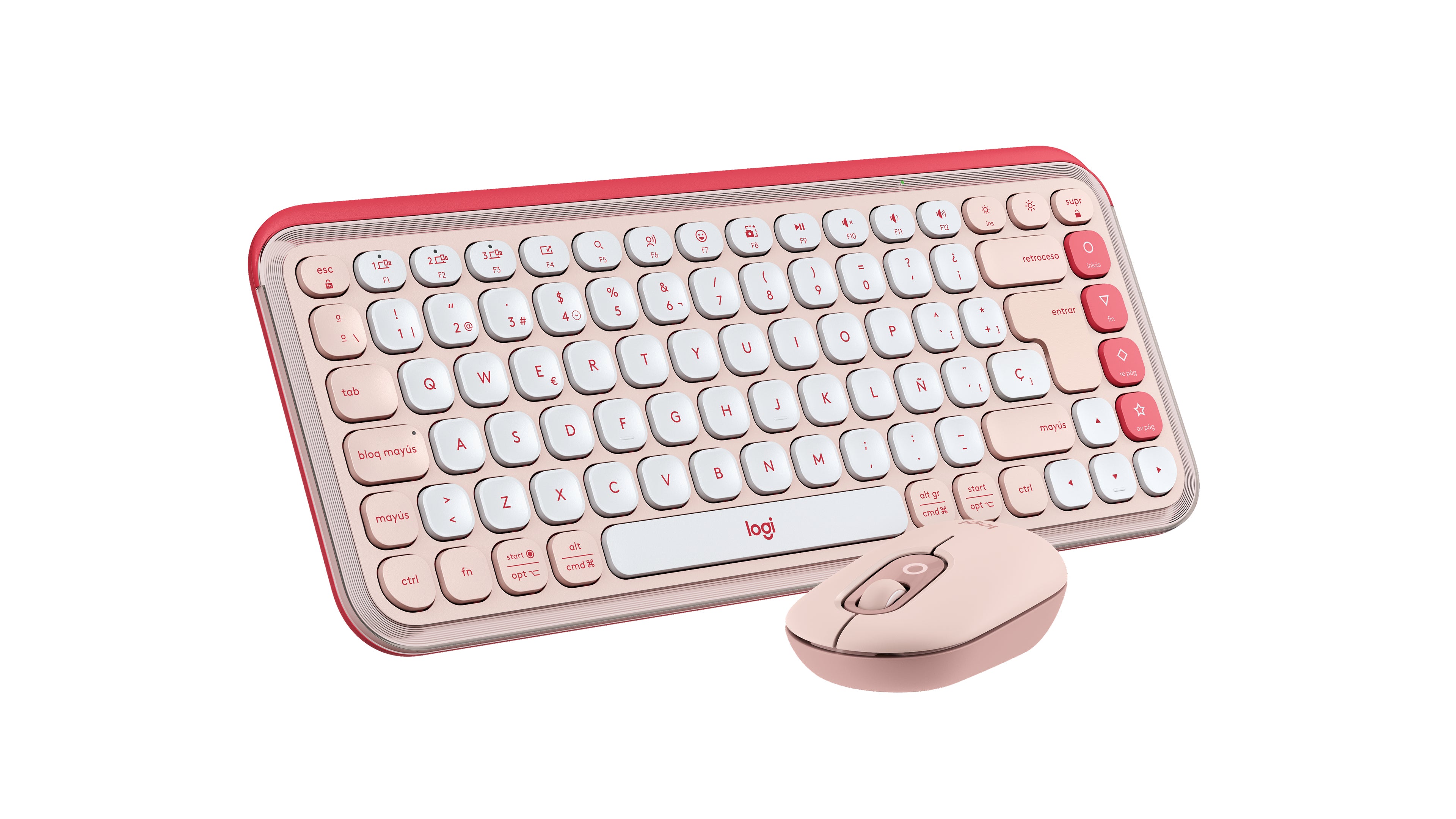 Kit Teclado y Mouse LOGITECH POP Bluetooth, Rosa