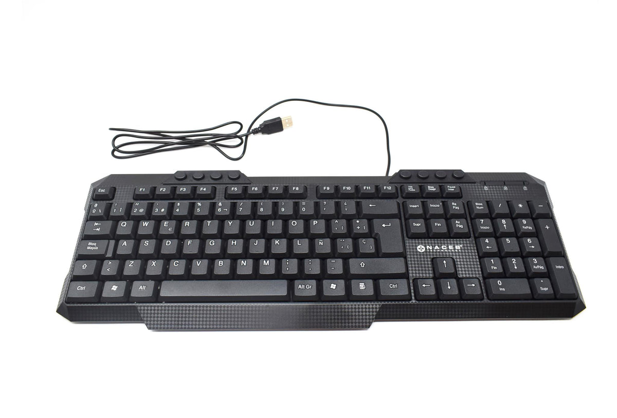 Kit Teclado y Mouse Naceb Technology NA-618N, Negro
