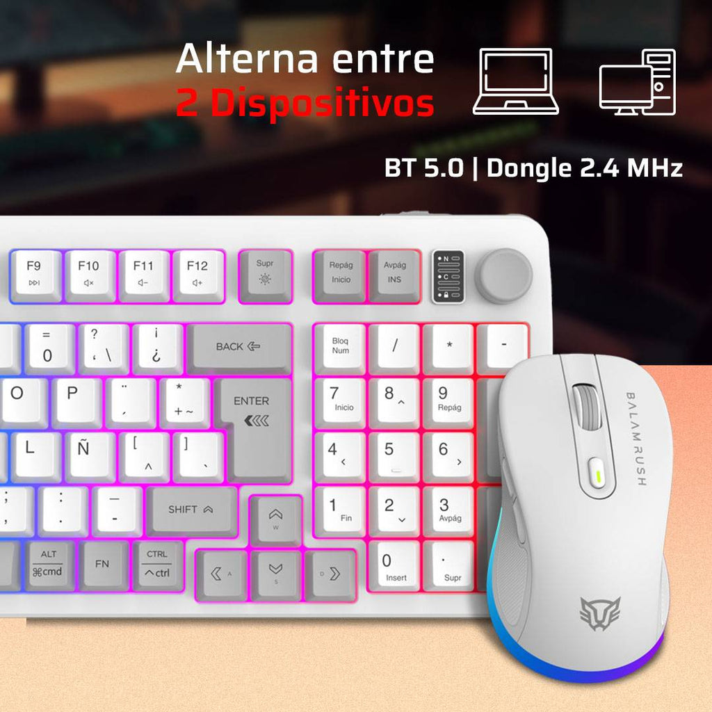 Kit Teclado y Mouse Balam Rush KG525, Blanco