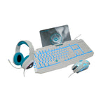 Kit Teclado y Mouse Gamer VORTRED V-930457, Blanco/Cian