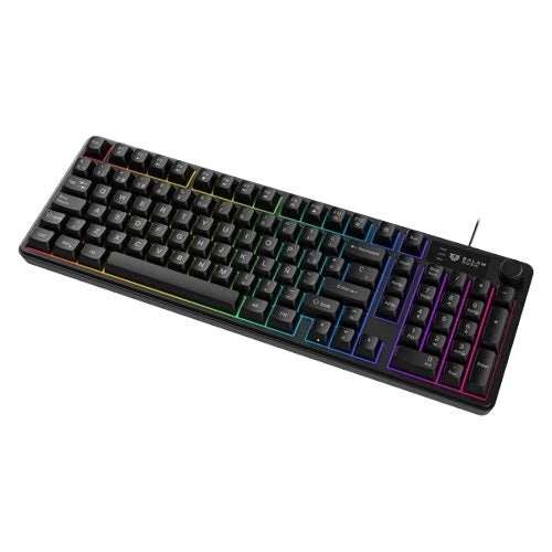 Teclado Balam Rush BR-945820 BALRAK PRO KG490 Alámbrico, 98 Teclas + Perilla, Retroiluminación, Antighosting, USB-C, Neg