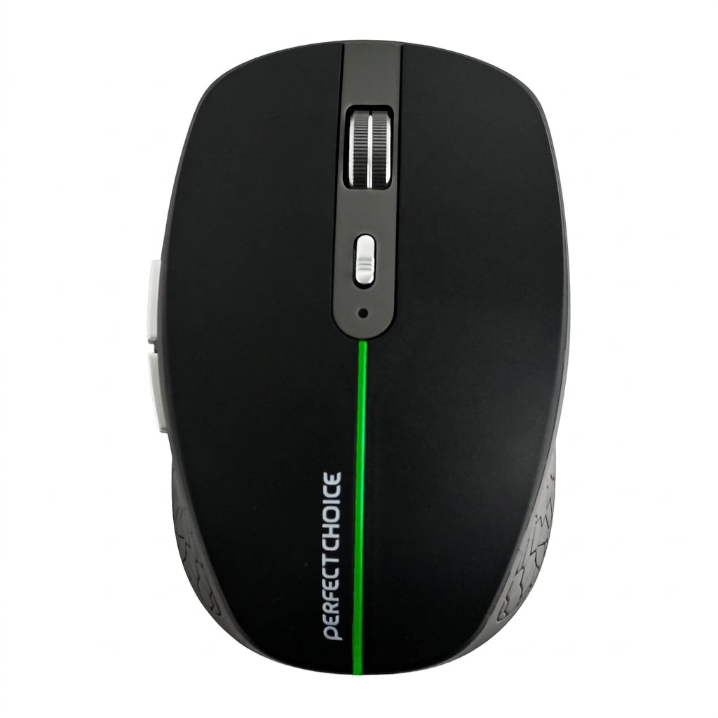Mouse PERFECT CHOICE PC-045304 Inalámbrico Recargable Iluminación RGB Orion, Negro