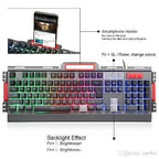 Kit Teclado y Mouse Gamer BROBOTIX 188533-2, USB, Negro/Plata/Humo