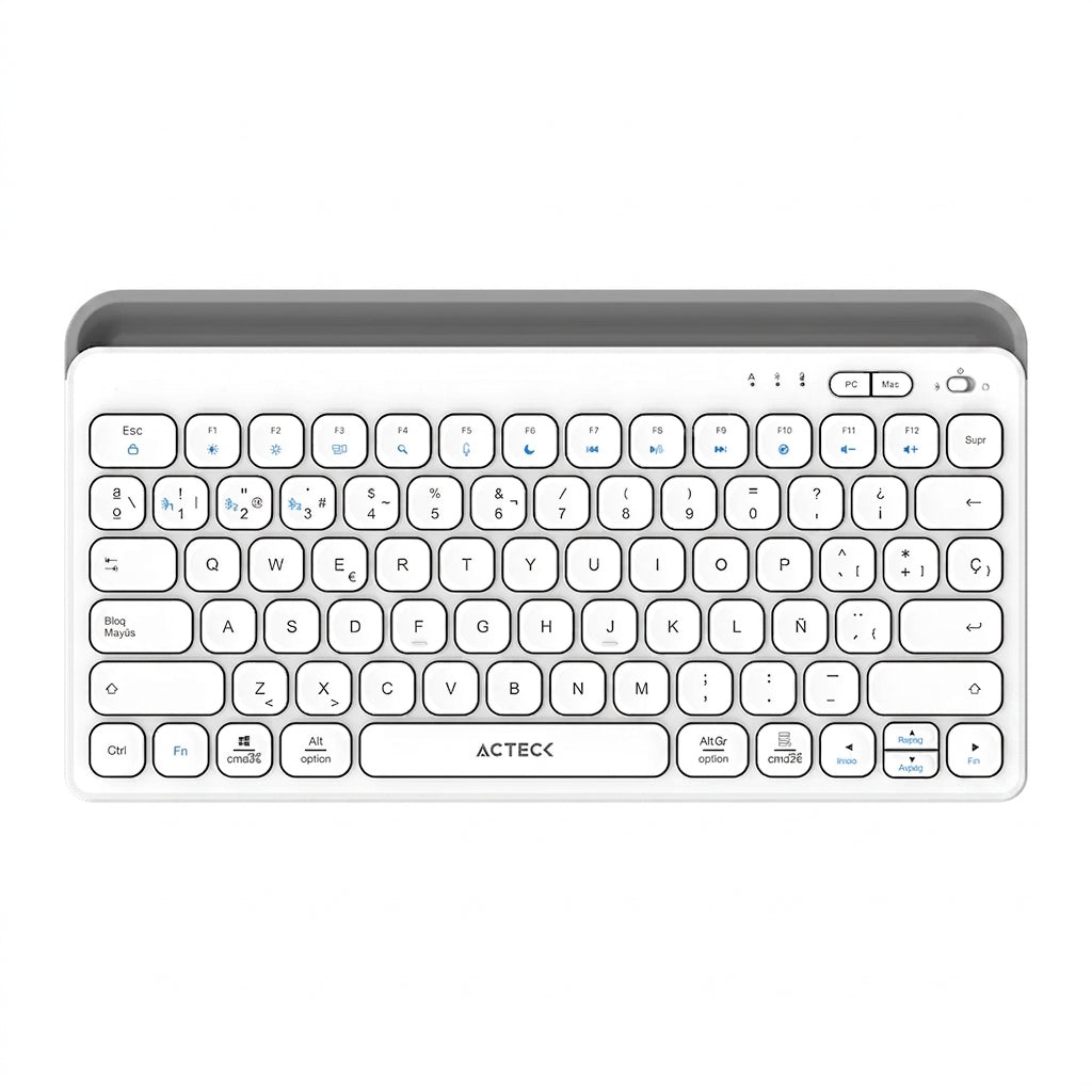 Teclado ACTECK TI737 Inalámbrico, Bluetooth 5.1/Dongle 2.4 MHz, Blanco