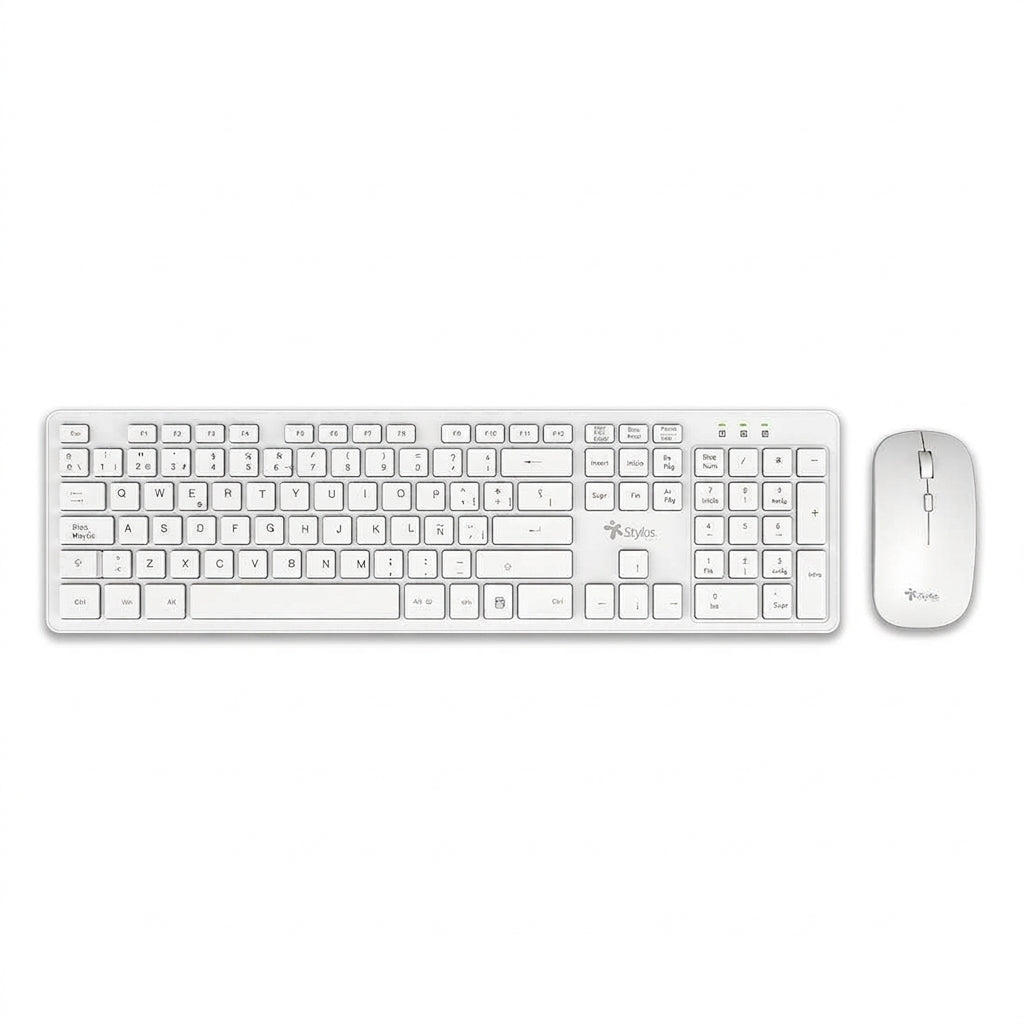 Kit Teclado y Mouse Stylos STPKTM5W, Blanco