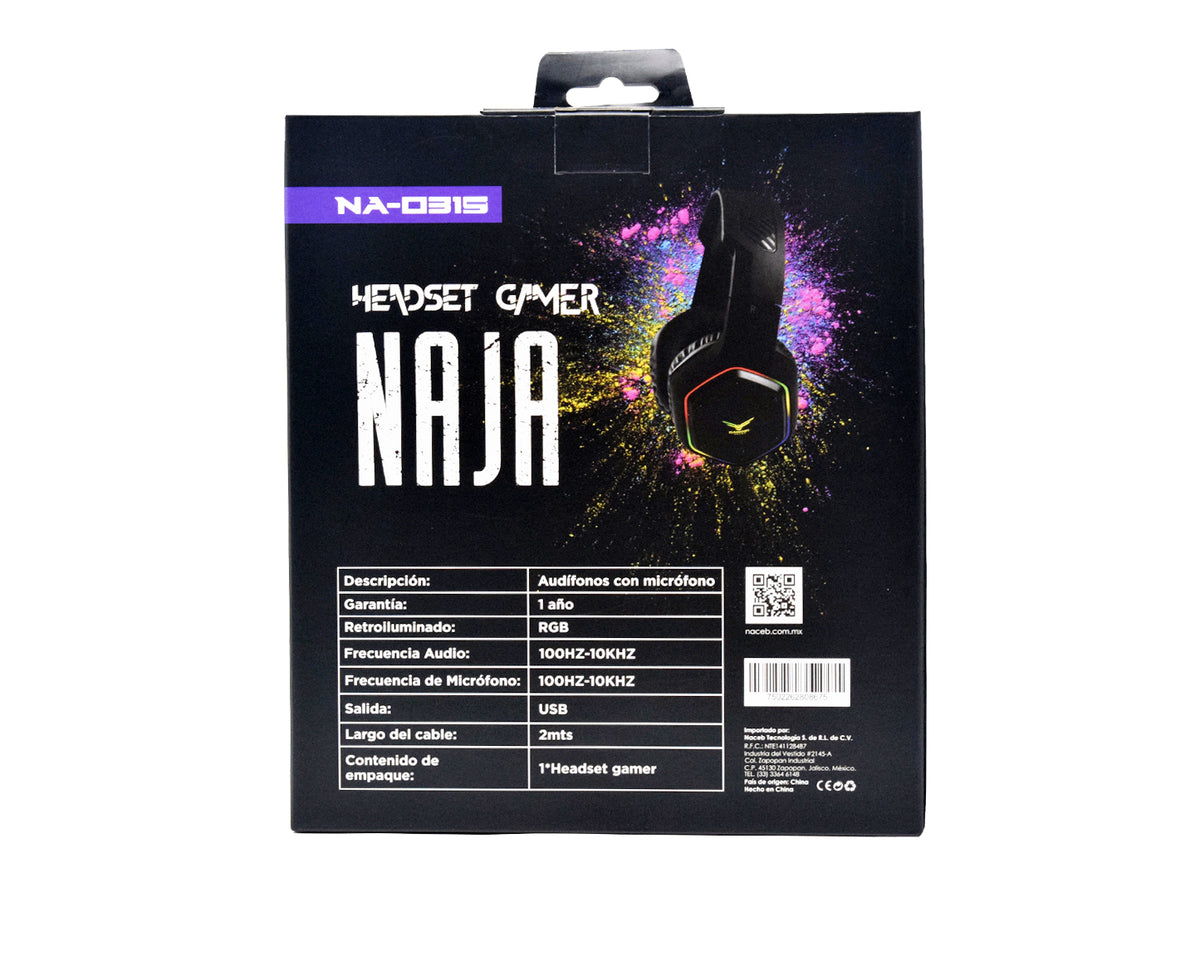 Headset Gamer Naceb Gaming NA-0315, Negro