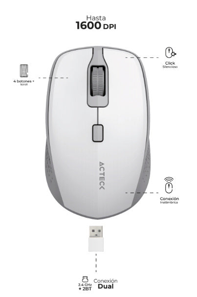 Mouse ACTECK TRIP MI670 Inalambrico 2.4Ghz