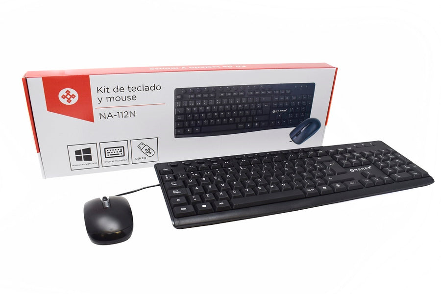 Kit Teclado y Mouse Naceb Technology NA-112N, Negro