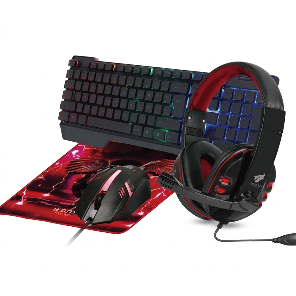 Kit Teclado y Mouse Gamer NECNON NGC-PEGASUS LED, Rojo