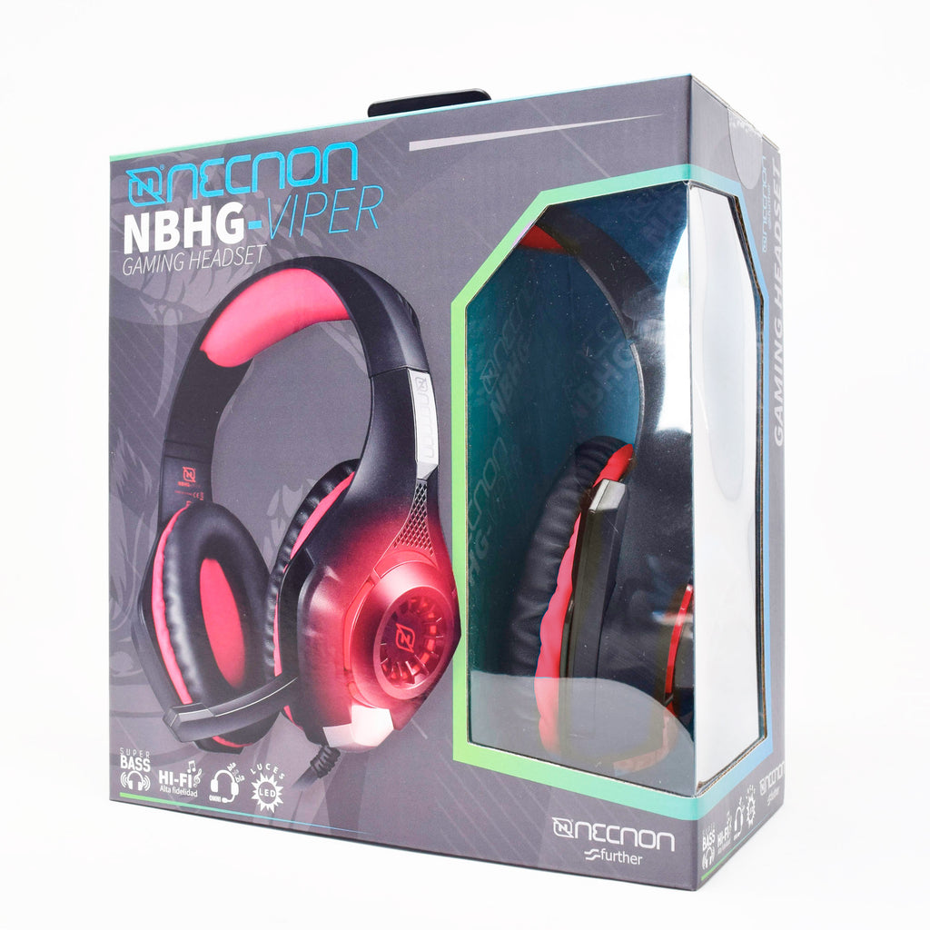 Headset Gamer NECNON NBHG-VIPER LED, Rojo