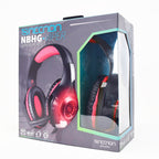 Headset Gamer NECNON NBHG-VIPER LED, Rojo