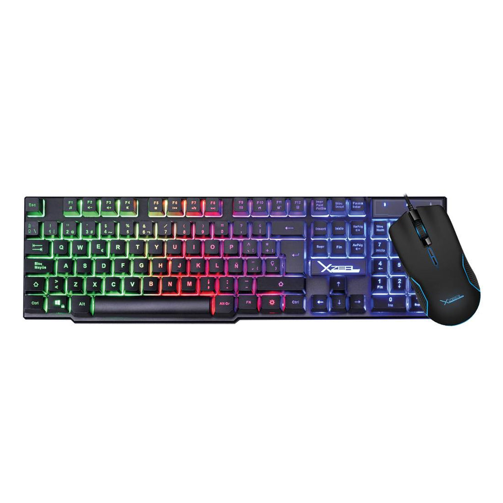 Kit Teclado y Mouse Xzeal XSKTALRW1B Alambrico, Mouse 6 Botones, 3200DPI, Negro, Retroiluminado