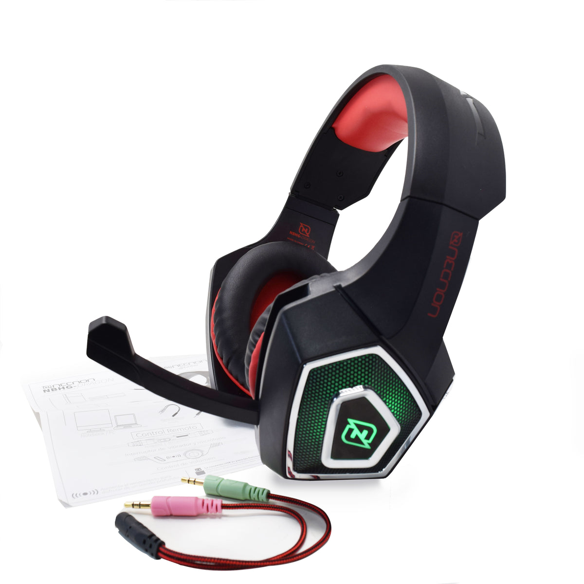 Headset Gamer NECNON NBHG-DRAGON LED, Negro
