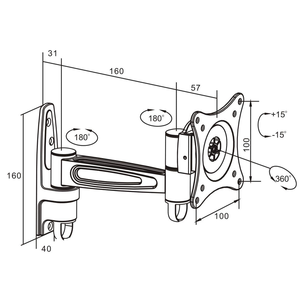 Soporte para Monitor MANHATTAN 423670 13", 100 x 100, Negro