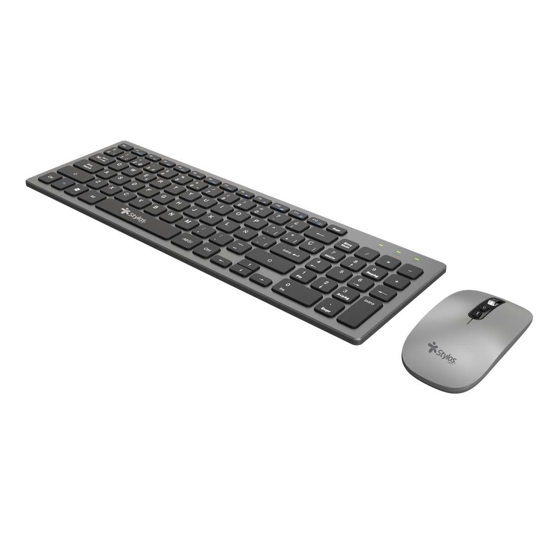Kit Teclado y Mouse Stylos STPKTM6G Membrana Inalámbrico, USB Nano, Gris