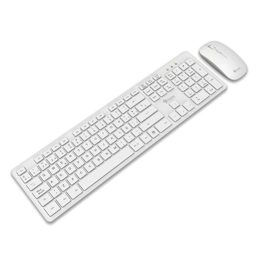 Kit Teclado y Mouse Stylos STPKTM5W, Blanco
