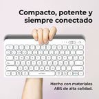 Teclado ACTECK TI737 Inalámbrico, Bluetooth 5.1/Dongle 2.4 MHz, Blanco