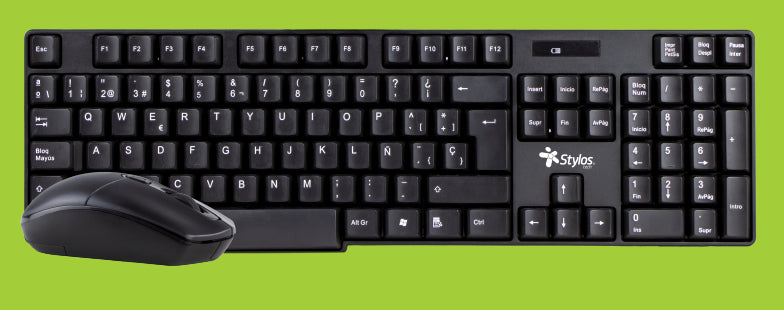 Kit Teclado y Mouse Stylos STPKTM3B, Negro