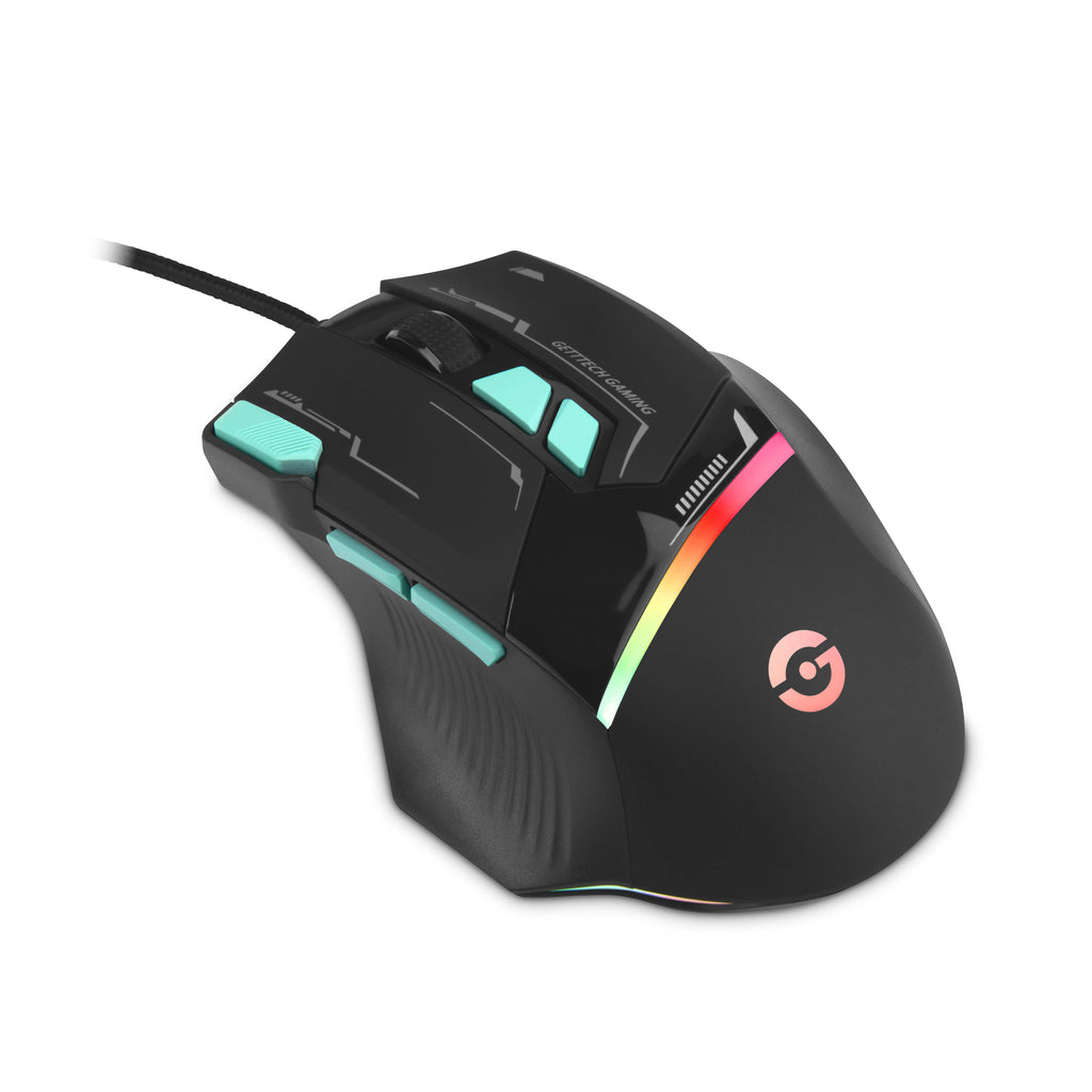 Mouse Gamer GETTTECH GPM-RGBWR-G1-BK, Negro
