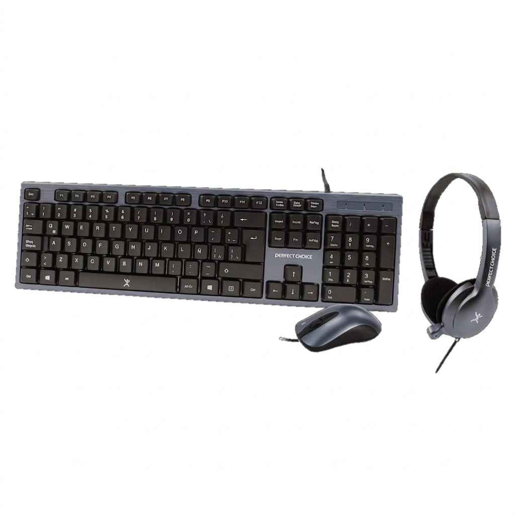 Kit Teclado y Mouse PERFECT CHOICE PC-201700, Negro