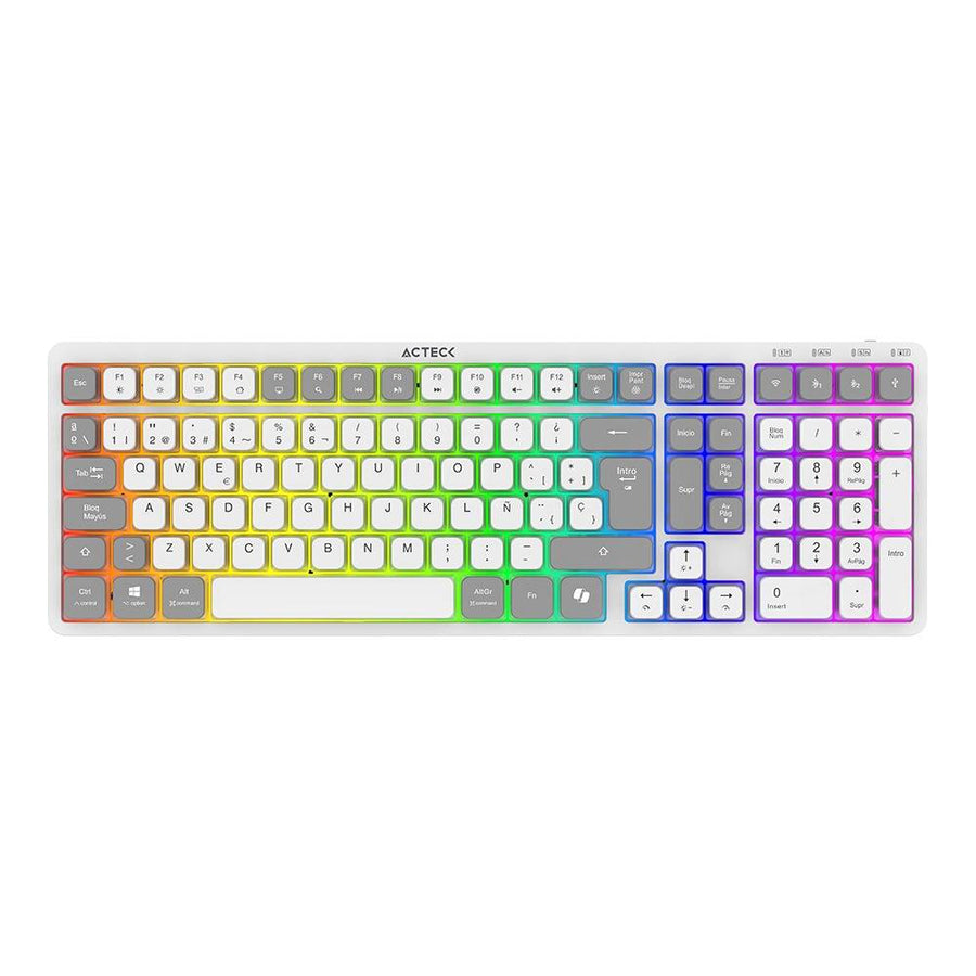 Teclado ACTECK TI790, Inalámbrico, Bluetooth, Blanco