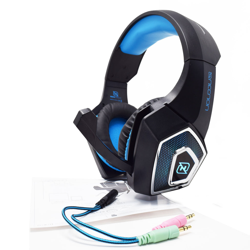 Headset Gamer NECNON NBHG-DRAGON HI-FI LED, 3.5mm/USB, Azul