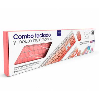 Kit Teclado y Mouse BROBOTIX 6008041 Inalámbrico Bluetooth, Rosa