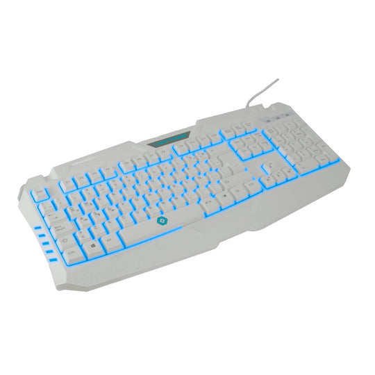 Kit Teclado y Mouse Gamer VORTRED V-930457, Blanco/Cian