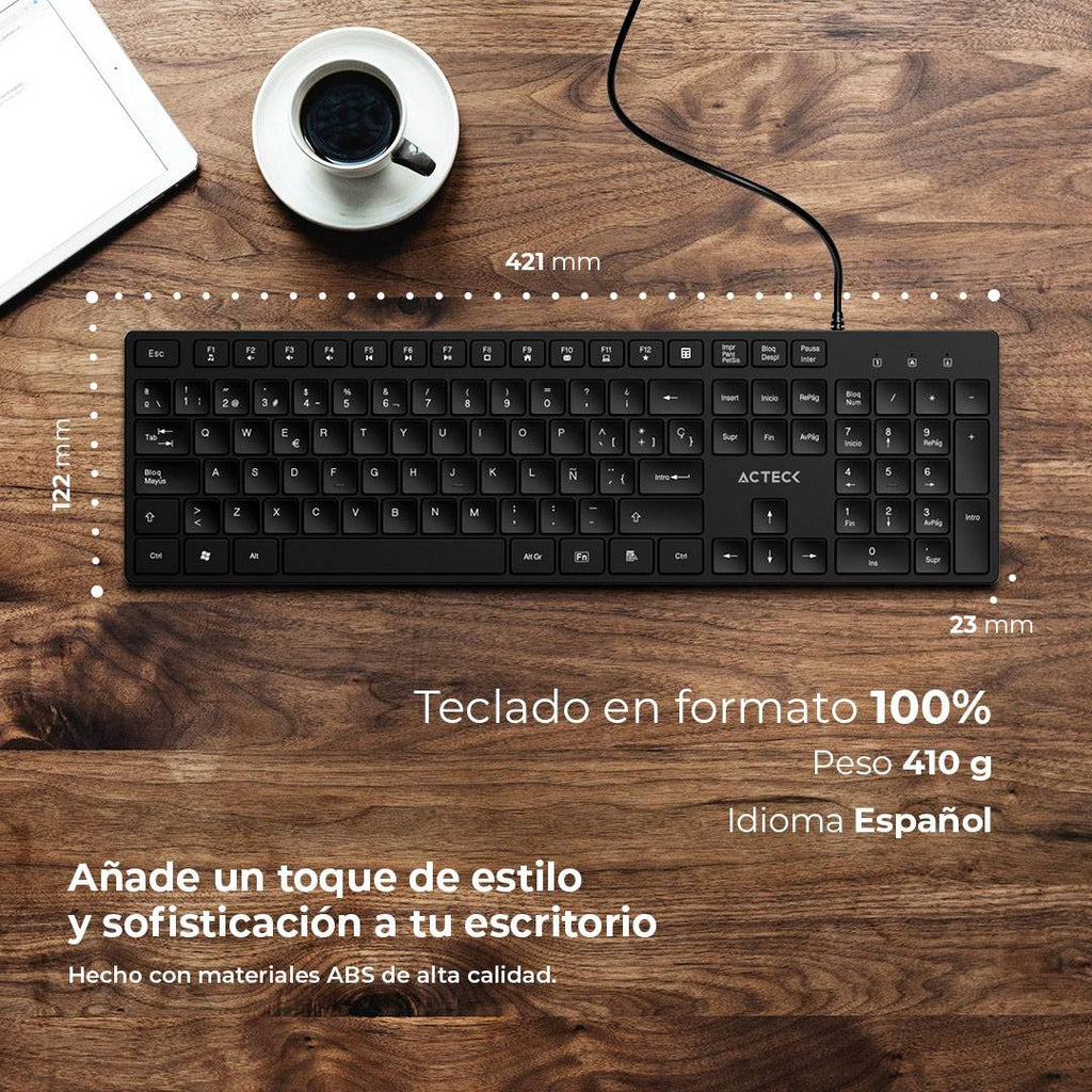 Teclado ACTECK VANTAGE AERO TA545 VA, Negro