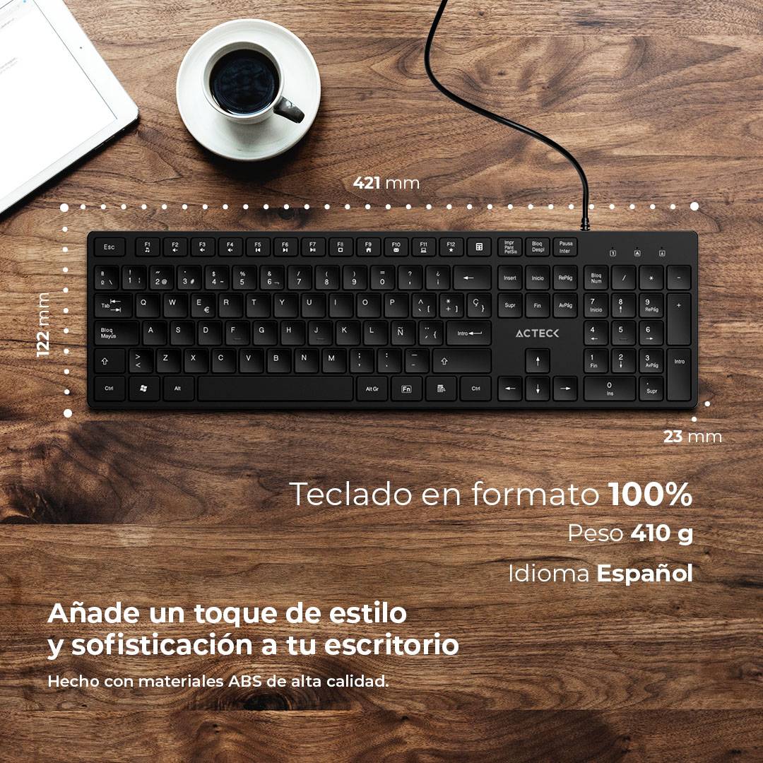 Teclado ACTECK VANTAGE AERO TA545 VA, Negro