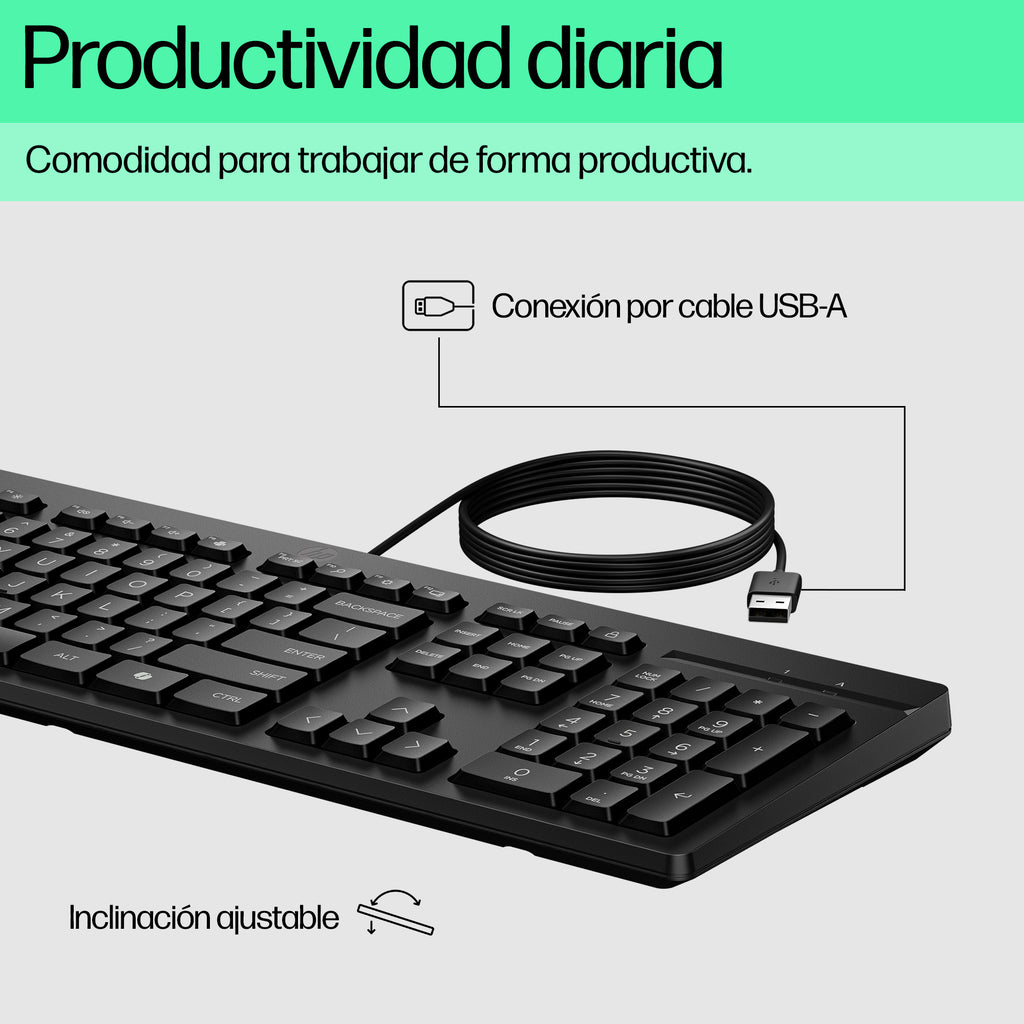 Teclado HP AY2Y7AA#ABM 83.1", 436 x 138, Negro