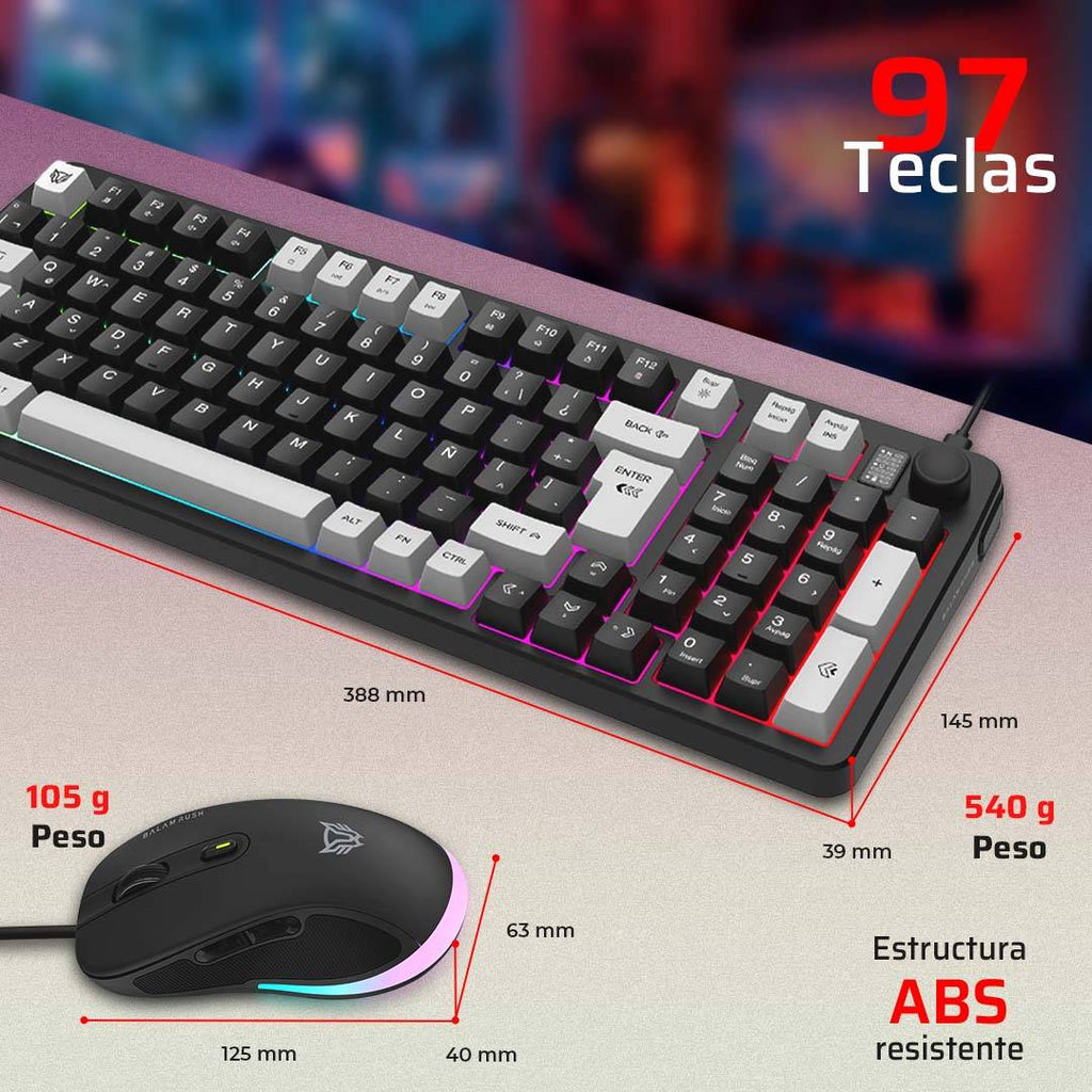 Kit Teclado y Mouse Balam Rush KG515, Negro