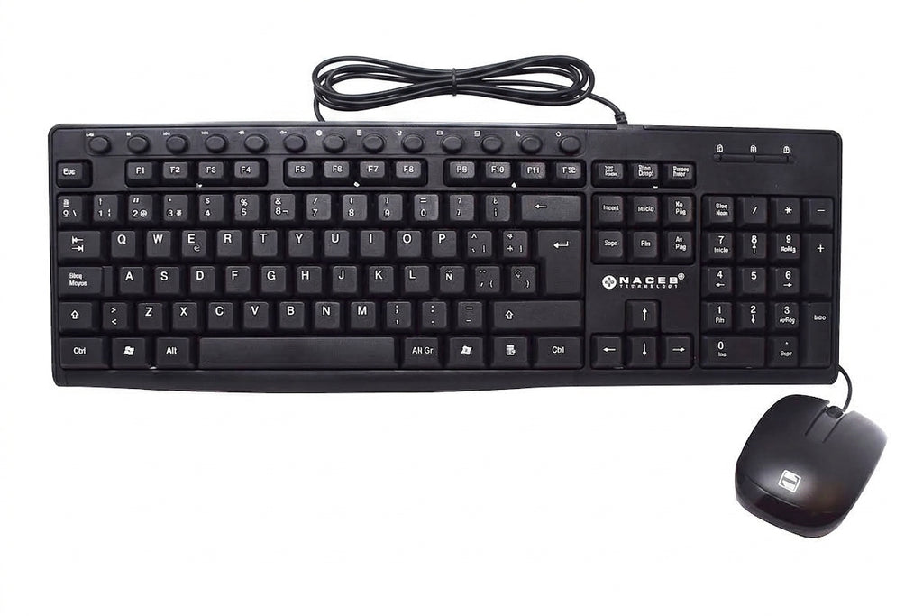 Kit Teclado y Mouse Naceb Technology NA-112N, Negro