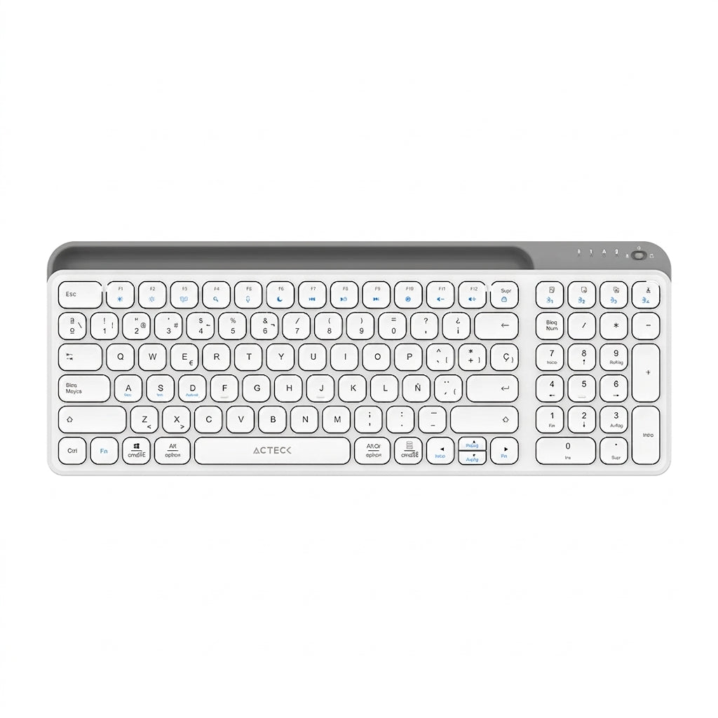 Teclado ACTECK TI747 Inalámbrico, Bluetooth 5.1/Dongle 2.4 MHz, Blanco