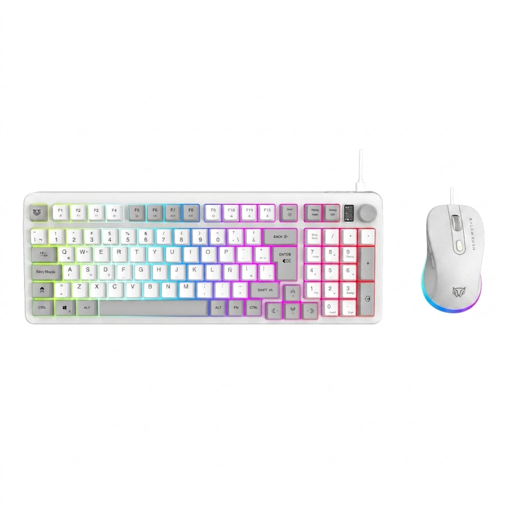 Kit Teclado y Mouse Balam Rush KG515 Alambrico, Blanco