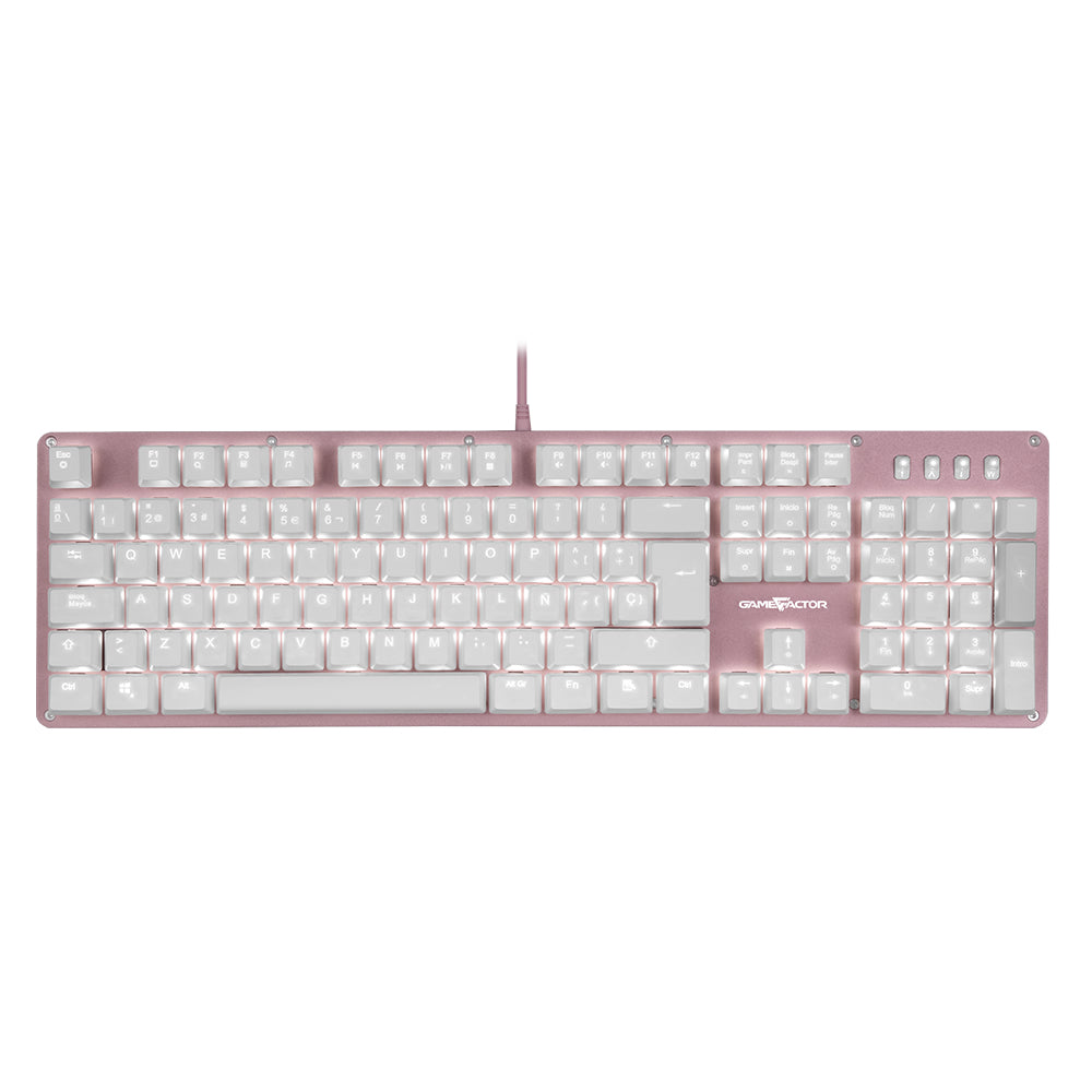 Teclado GAME FACTOR KBG400-PK-RD Mecánico Switch Red, USB, Rosa