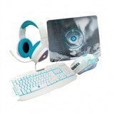 Kit Teclado y Mouse Gamer VORTRED V-930457, Blanco/Cian