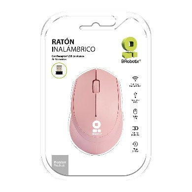 Mouse BROBOTIX 6000793 Óptico Inalámbrico, 1000 DPI, Rosa