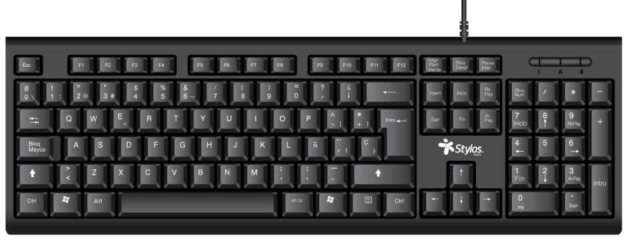 Kit Teclado y Mouse Stylos STPKTM4B, Negro