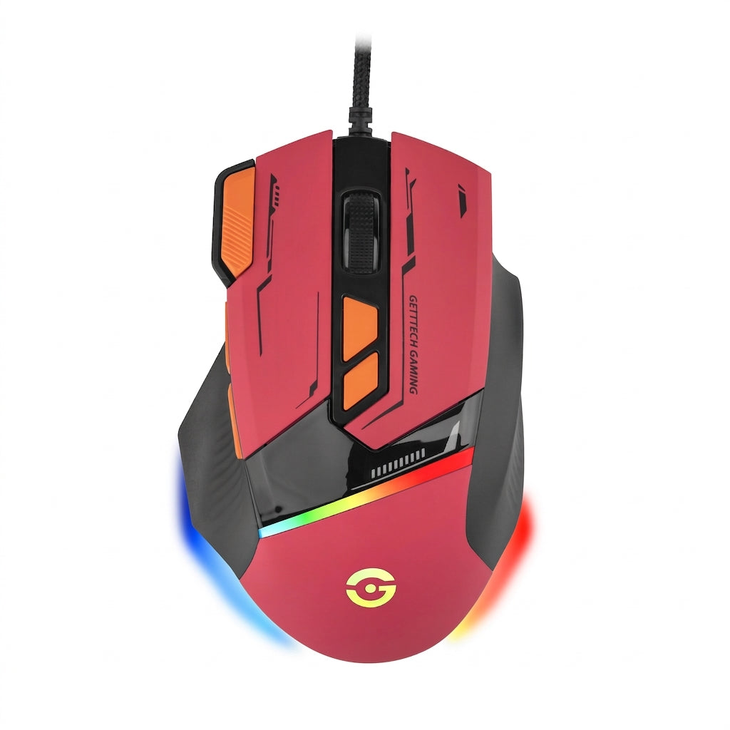 Mouse Gamer GETTTECH GPM-RGBWR-G1-RD, Rojo