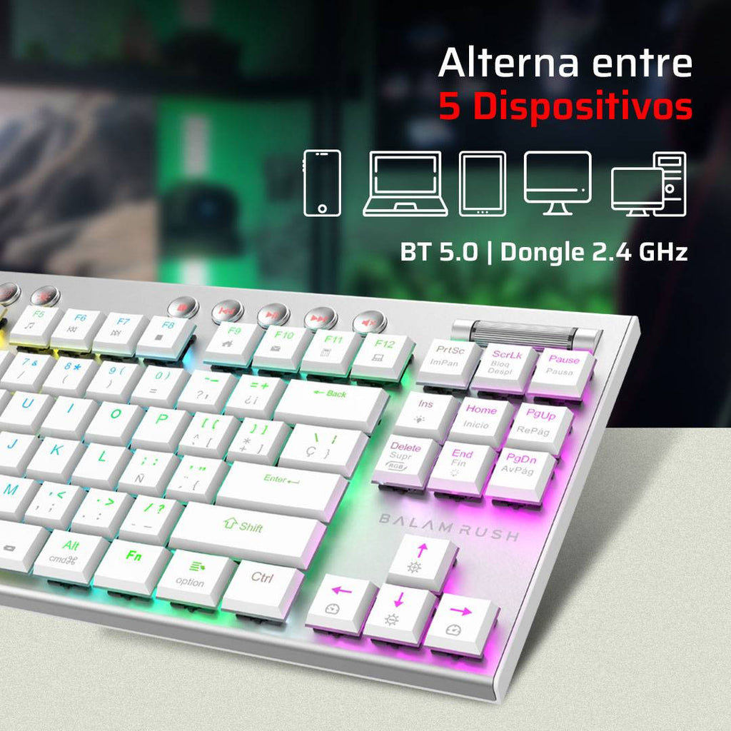 Teclado Gamer Balam Rush GK959, Blanco