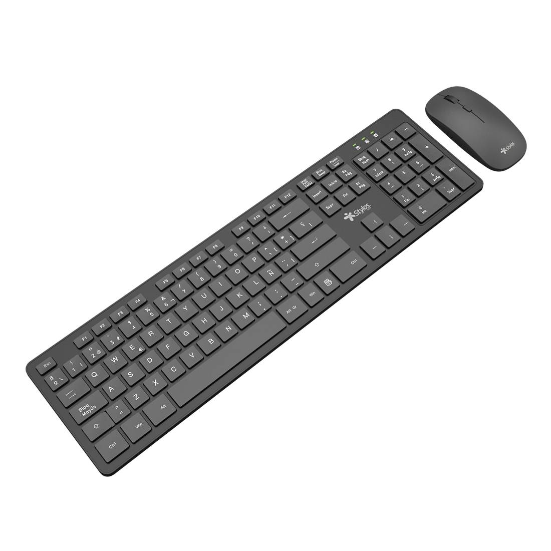 Kit Teclado y Mouse Inalámbrico Stylos STPKTM5B, 105 Teclas, 1600DPI, USB Nano, Negro