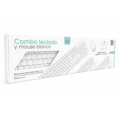 Kit Teclado y Mouse BROBOTIX 406993 Inalámbrico Bluetooth, Blanco